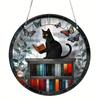 Catcher dei sogni rotondo in acrilico retrò 2D per Halloween - motivo pipistrello/corvo/gatto nero decorazione per finestra, decorazione per la casa horror da interni ed esterni