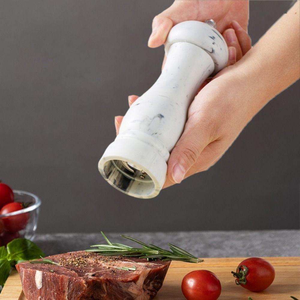 

2pcs 6 Inch Marbled Salt Pepper Grinder Manual Spices Bottle Multifunctional Salt Pepper Mill Steak 2pcs