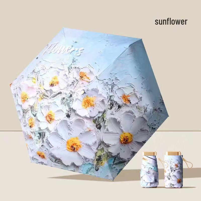 Black Plastic 50% Fold Ultra-Light Pocket Umbrella - Portable, Mini, for Sun/Rain