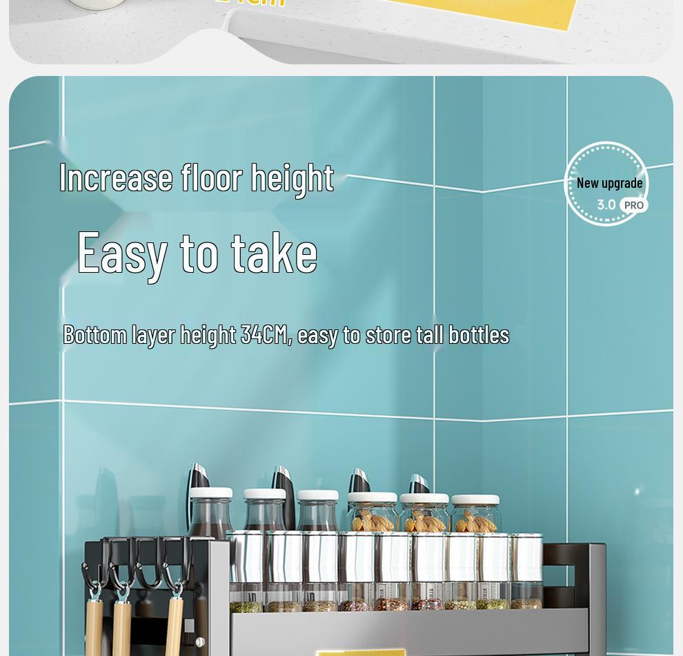 Countertop Kitchen Storage Rack for Spices and Sauces - Organize Oil, Salt, Vinegar, and Soy Sauce