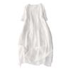 Vintage Style Accordion Pleated Dress V Neck Linen Blend Long Dress Women Lightweight Breathable Casual Loose Fit Dress