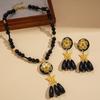 Resin Crystal Beaded Round Flower Butterfly Pendant Necklace Dark Wind Sexy Item