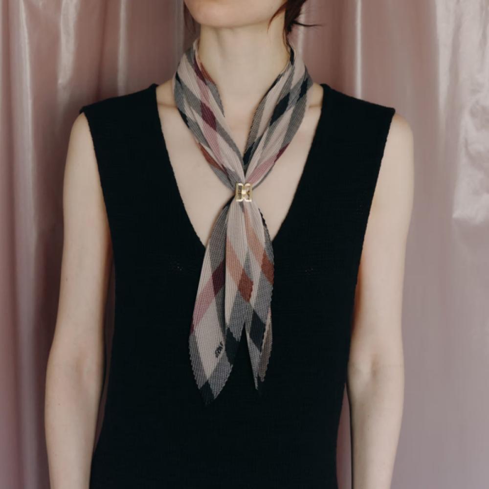 Daks Check Pleats Scarf Ring Set Dcsc6f310w2 Single option