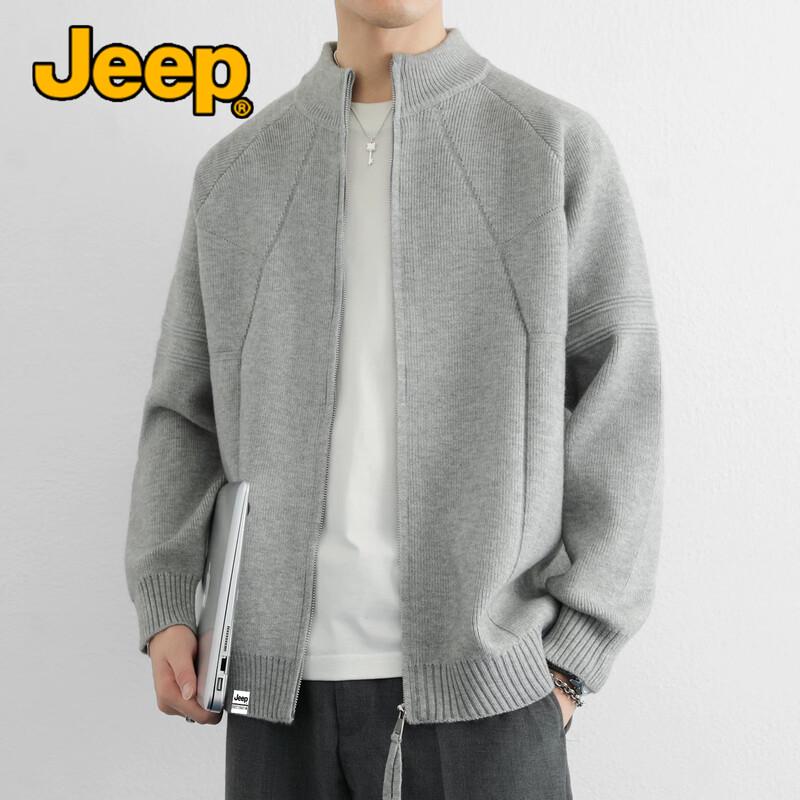 JEEP Men's Stand-Collar Knit Zip-Up Cardigan Jacket