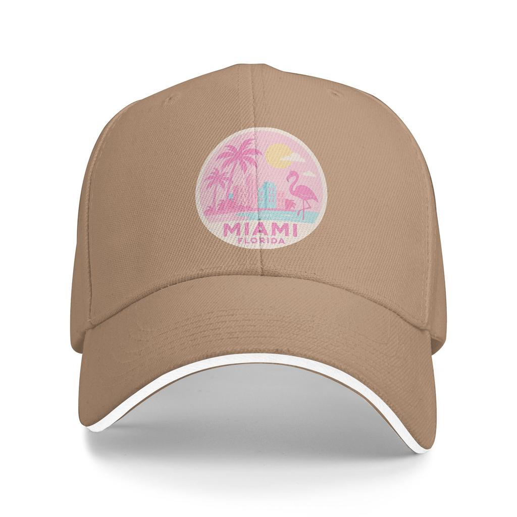 Miami Pink Travel Baseball Cap  Fashion Trucker Hat Summer UnisexTeens Tennis Skate Baseball Caps
