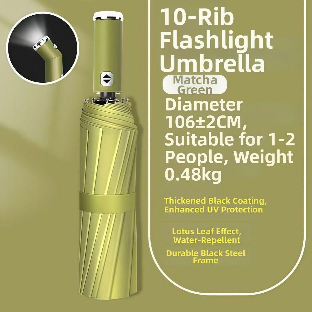 Dual-use LED Flashlight Umbrella Night Light Folding Umbrella New Automatic Umbrella Outdoor