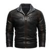 Men's Multi-Pocket Plush Thickened PU Leather Jacket Vintage Business Casual Jacket