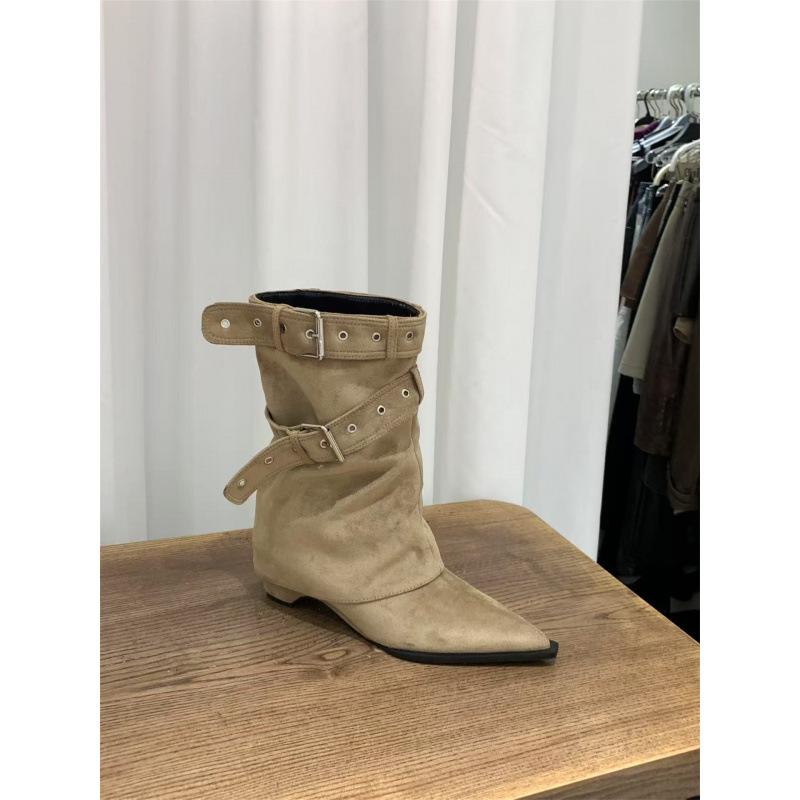 

Coarse Heel Pointed Pants Martin Boots Women s Boots 2025 Spring and Autumn Coffee Merad Western Cowboy Skinny Boots 39