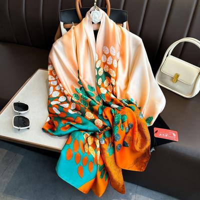 Luxury Design Horse Silk Scarf Women Soft Smooth Scarves Head Wrap Hijab Outdoors Muffler Long Shawl Beach Towel Woman 90*180Cm
