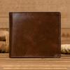 RFID Genuine Leather Men's Bifold Wallet Vintage Cowhide Short Purse with Interior Zipper Pocket