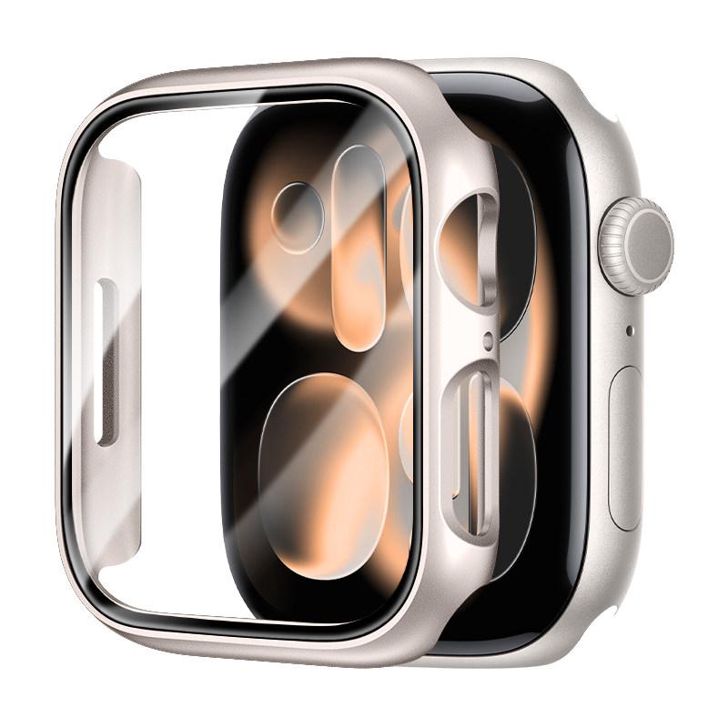 Screen Protector For Apple Watch Series 11 10 46mm 42mm 9 8 7 6 5 SE 45mm/41/44/40/42/38mm Tempered Glass+PC Bumper Cover Case