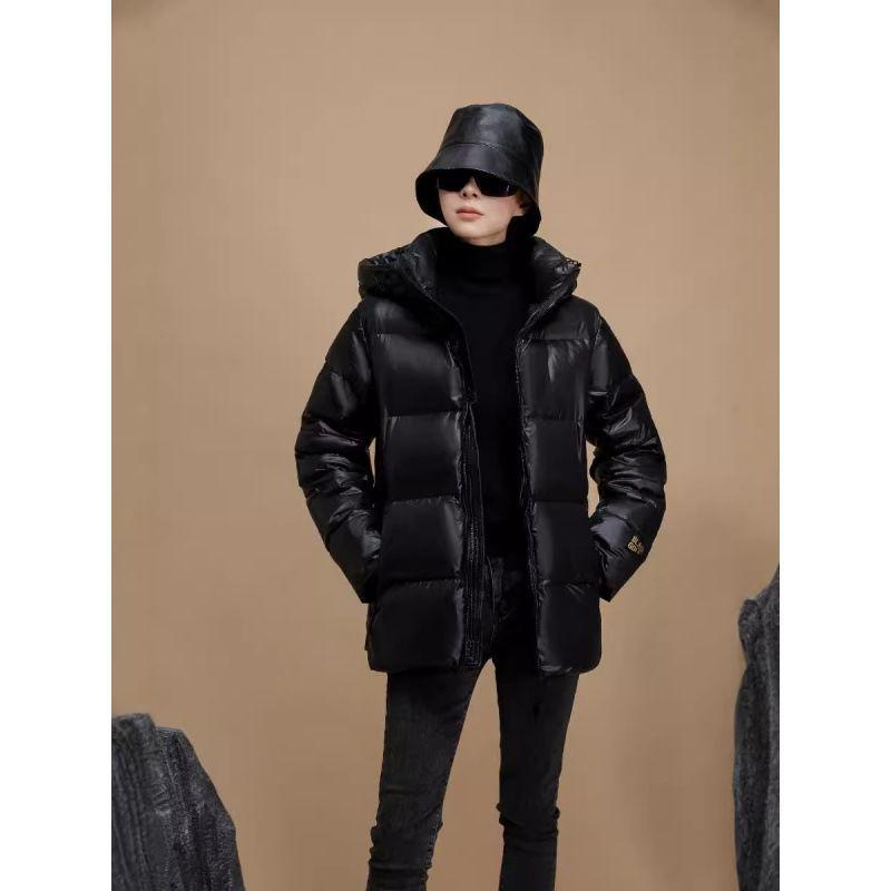 Unisex Black Gold Short Down Winter Jacket - Thickened Cotton-Padded Outerwear Trend