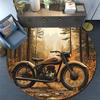 Vintage Motorcycle Round Area Rug,Carpet Rug for Living Room Bedroom Sofa Playroom Decor,Non-slip Floor Mat