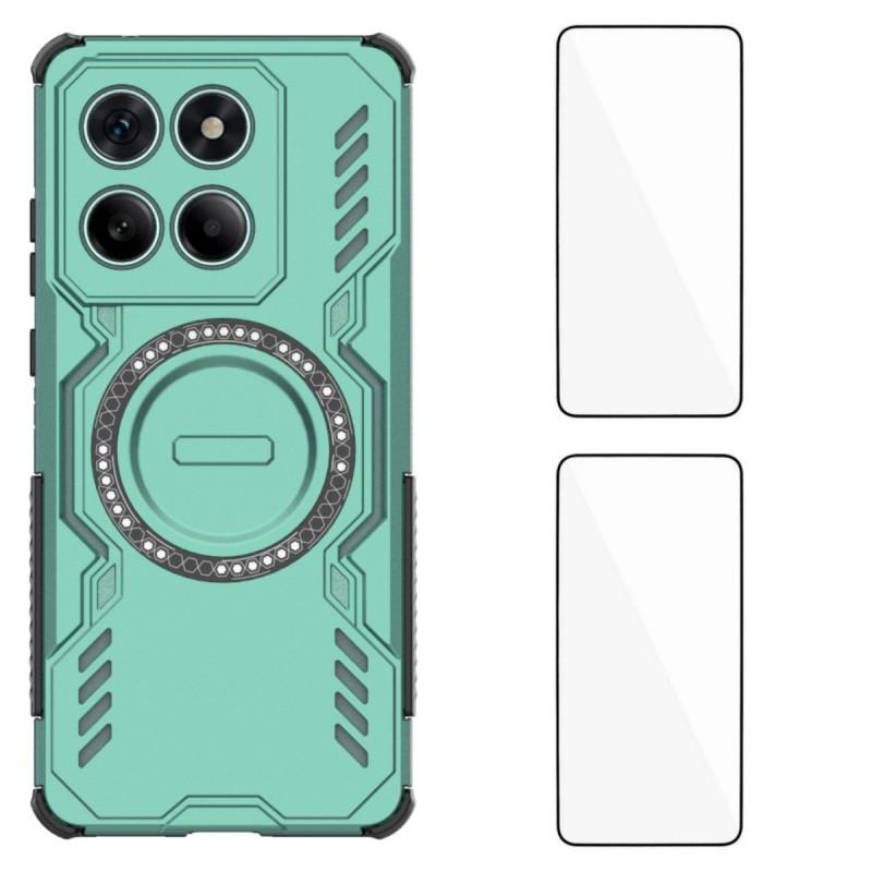 For Motorola Edge 60 Fusion 5G Magnetic Case WANLONFENG DJ Series PC TPU Phone Cover with 2Pcs Tempered Glass Film