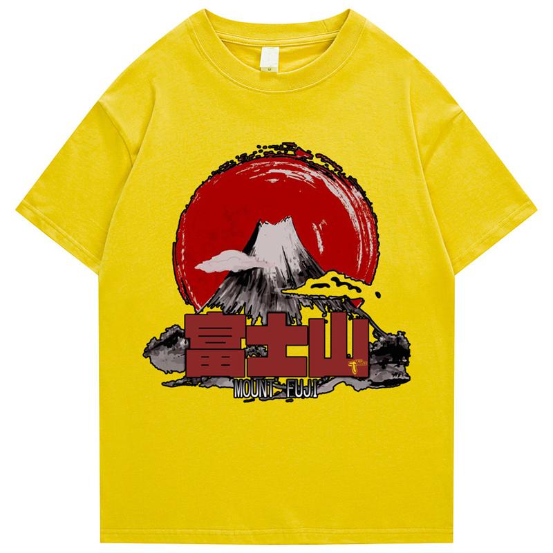 Japanese Street Tshirt Unisexs Hiphop Funny Tokyo Fuji Mountain Tshirt Summer Short Sleeve Tshirt Harajuku Cotton Tshirt