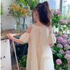 Girls Short Sleeve Chiffon A-Line Summer Dress Off-Shoulder Princess Tiered Skirt