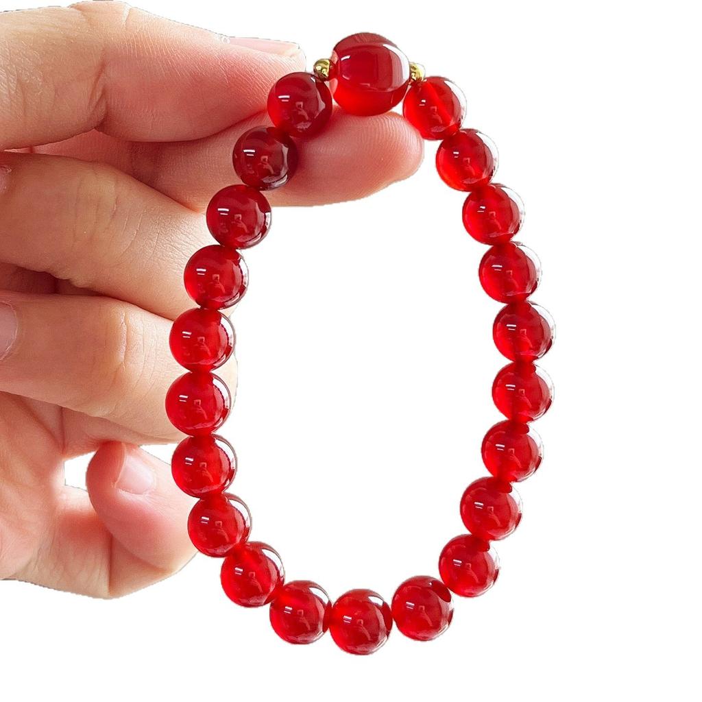 7A8Mm High Quality Ice-Permeable And Hydrating Natural Chalcedony Agate Bracelet Bracelet.