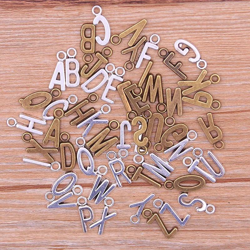 Zinc Alloy Alphabet Charms: 2 Colors, 26 Letter Pendants for Jewelry, Handbag, and Mobile Phone Accessories