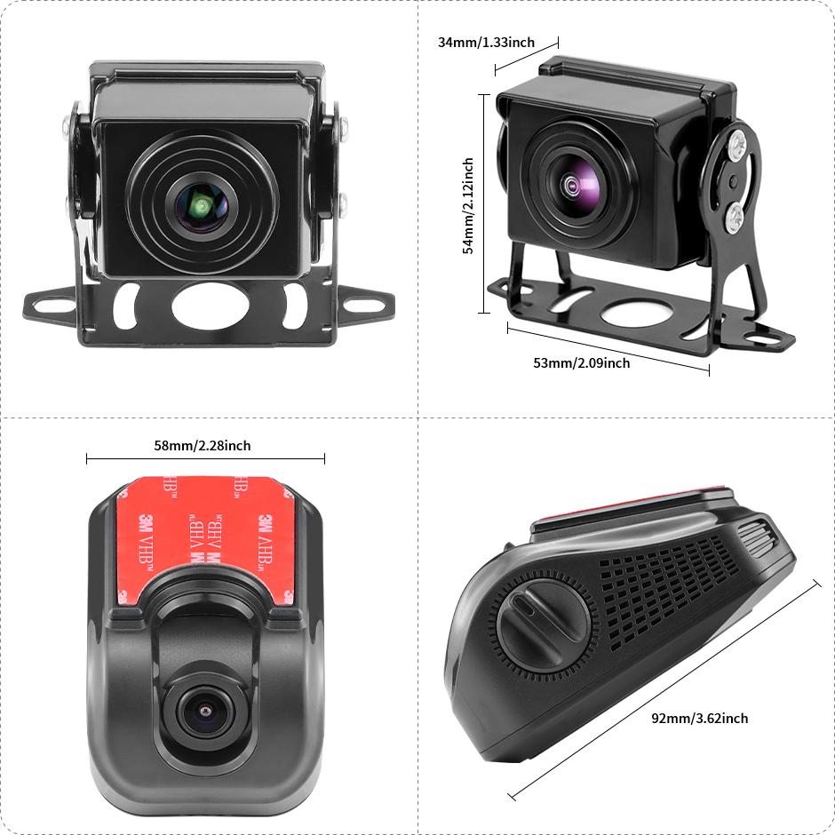 10.36'' 4CH AI Smart Blind Spot Radar BSD Alarm Wireless Apple Carplay Android-Auto DVR Monitor Fisheye 170° Cam for Truck Bus
