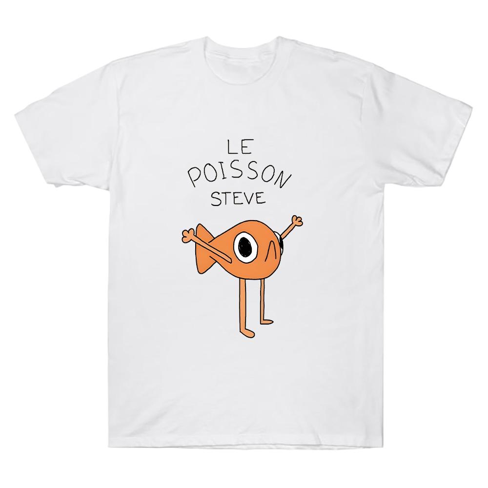 Lustiger Fisch Le Poisson Steve T-Shirt Memes Cartoon-Druck Tops Baumwolle Merch Mode Kurzarm Rundhals T-Shirt Unisex Y2K Kleidung