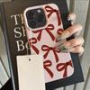Fashion Red Bow Pattern Lychee Texture Phone Case For iPhone 17 11 12 13 14 15 16 Pro Max 17 Air 15 Plus X XS XR 16E Soft Cover
