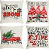 Christmas Cartoon Pillowcase Set Set of Four Home Living Room Decoration Pillowcase Backrest Pad Car Waist