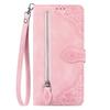 For Honor X6b 4G Zipper Wallet Case with Strap Flower Imprint PU Leather Phone Cover