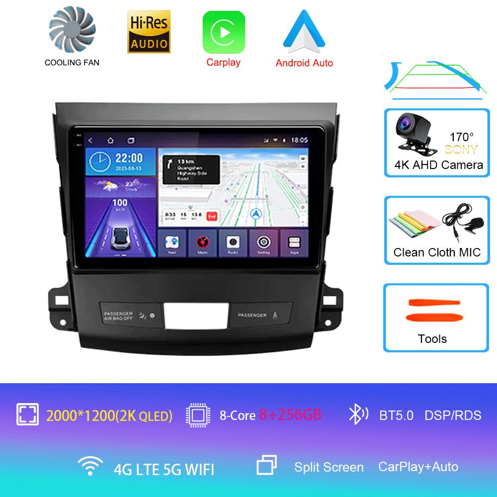 Car Radio Android 14 Carplay For Mitsubishi Outlander 2006-2011 Peugeot 4007 Citroen C-Crosser GPS Multimedia Player Stereo 2din