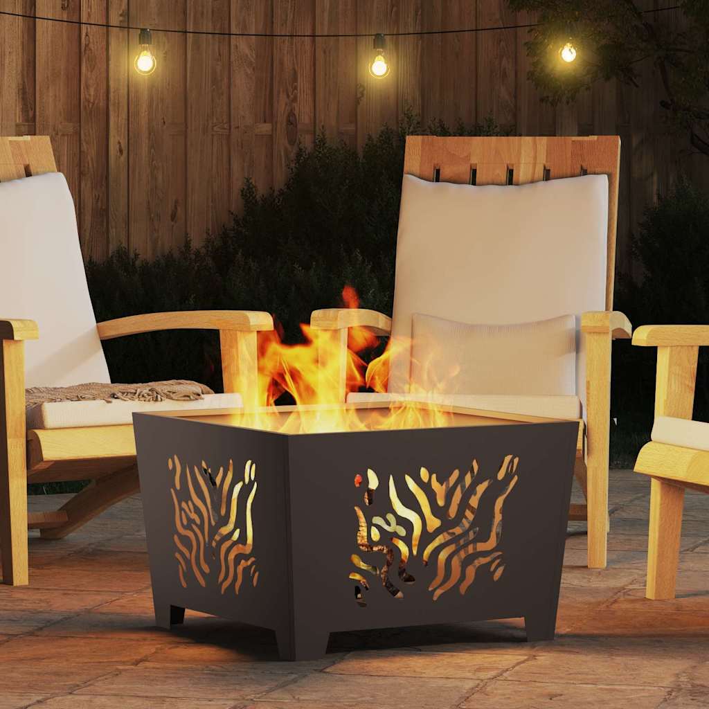 Fire Pit Black 60 X 60 X 40 Cm Steel