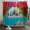 Natural Scenery Shower Curtain Set Forest Waterfall Spring Landscape Home Bathtub Decor Waterproof Polyester Bathroom Curtains