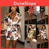 Elegant Women's Fashion Satin Floral Print Shirt Mini Dress Perfect For Casual Occasions