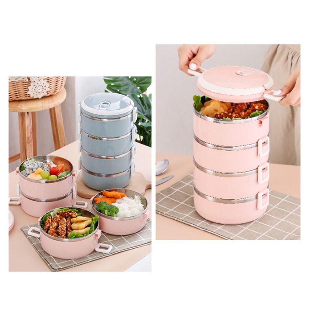 Stackable Food Container Box Round Insulated Soup Thermos Container  for Students&Office Worker