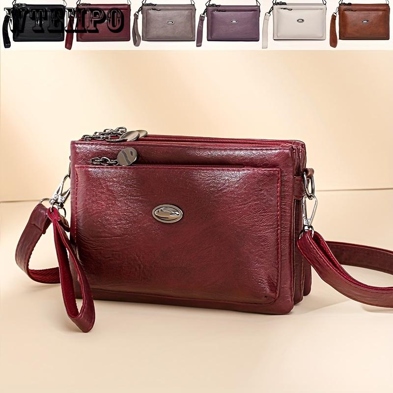 Soft Faux Leather Crossbody Bag, Retro Wristlet Handbag, Fashion Clutch Purse For Women