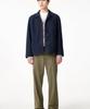 Man On The Boon Collared Button-Up Leather Jacket_Navy 4715110005