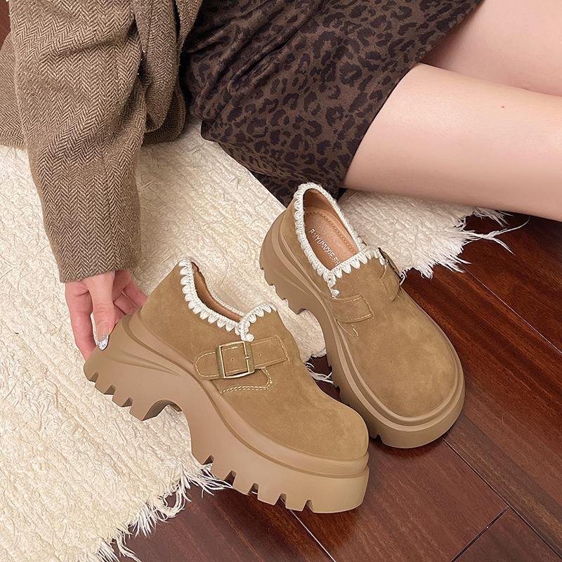 

Platform Birkenstock shoes women s 2025 new autumn and winter velvet beanie shoes warm snow boots one pedal lazy cotton shoes 40