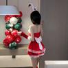 Velvet Strapless Bunny Girl Christmas Costume Set with Sleevelets