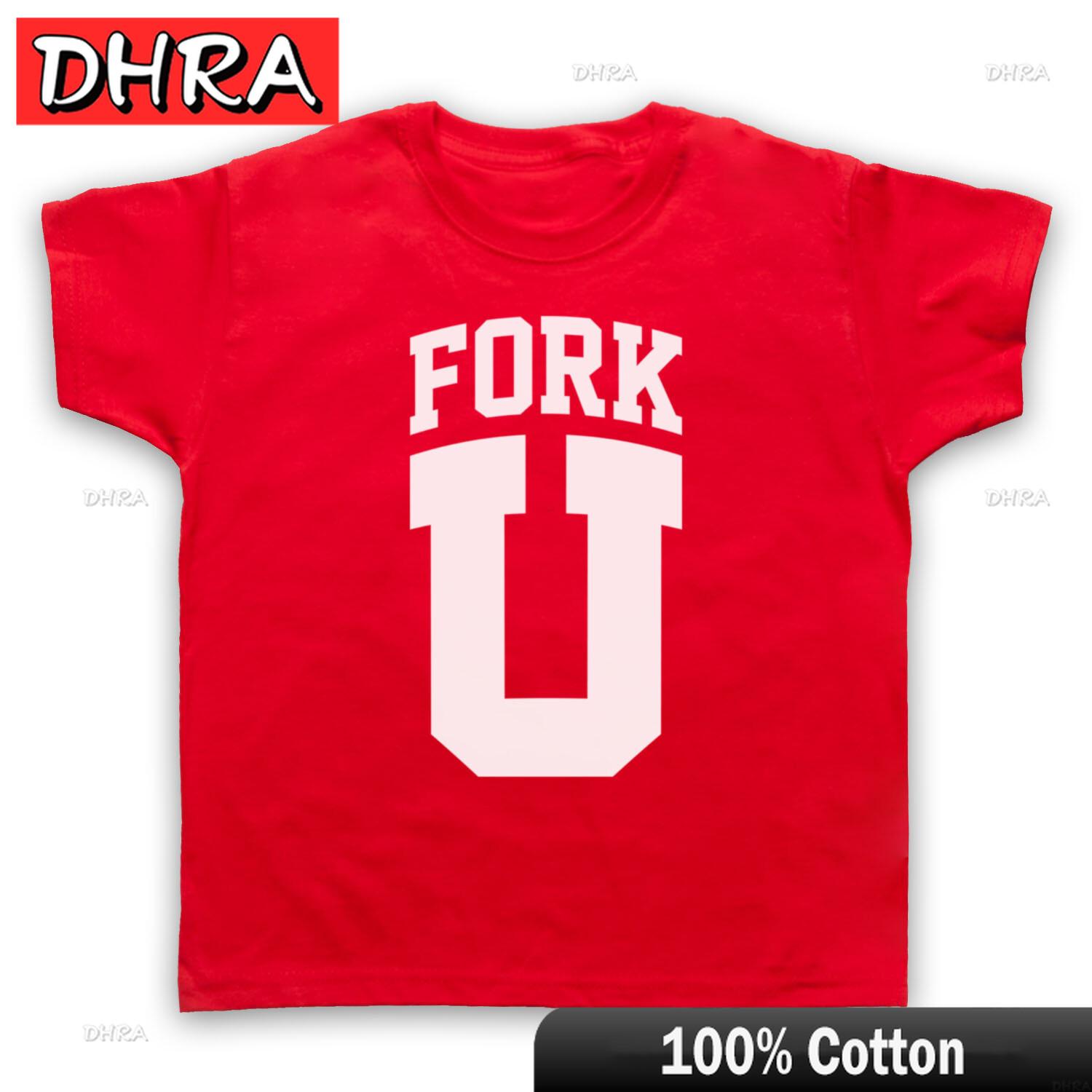 FORK U FUNNY SLOGAN COMEDY JOKE UNIVERSITY STYLE RETRO KIDS CHILDS TSHIRT in Retro Aesthetic Minimalist Printed Tee Classic 4XL