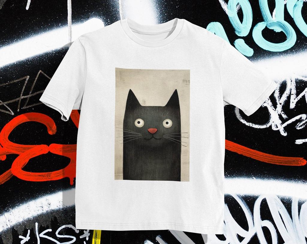 Retro Cartoon Black Cat T-Shirt: Vintage Style, Soft Cotton