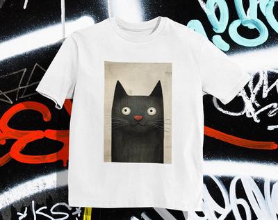 Retro Cartoon Black Cat T-Shirt: Vintage Style, Soft Cotton