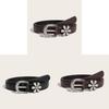 Fashion Womens Flower Embossed Pu Belt With Zinc Alloy Pin Buckle For Casual Wear