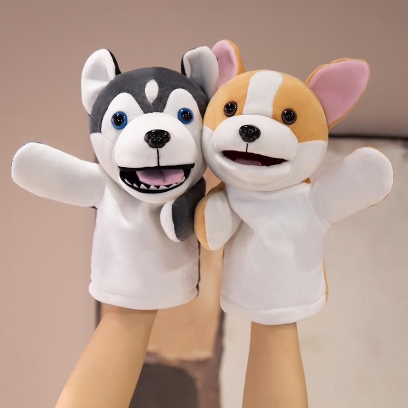 Cute Animal Dog Hand Puppet Plush Toy Kindergarten Story Interactive Props Parent-child Game Glove Doll
