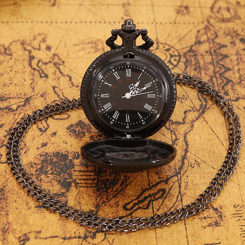 Orologio da Tasca Steampunk da Uomo Nero Motivo Campane dell'Inferno Orologio da Tasca al Quarzo Ciondolo Collana Catena FOB Orologio Migliori Regali per Uomini Donne