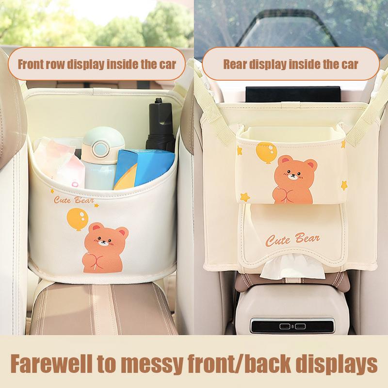 Between Seat Purse Holder Car Console Organizer Holder PU Leather Dog Pet Barrier Multifunctional Bag For Snack Phone Document