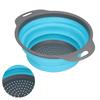 Drain Basket Silicone Round Folding Fruit Drain Vegetable Washing Basket with Handle for Home Kitchen