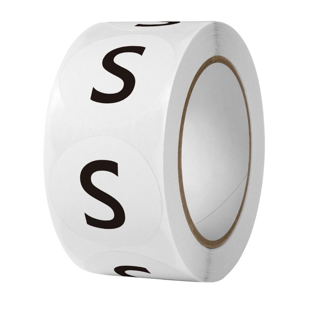 500Pcs/Roll Self-Adhesive Clothing Size Sticker XS/S/M/L/XL/2XL/3XL Round Adhesive Labels Universal Size Clothing Label