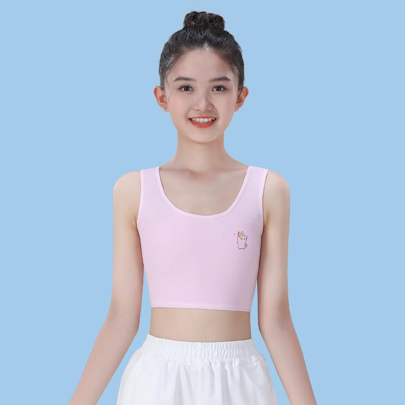 Girls' Pure Cotton Double-Layer Bandeau Vest | Breathable Tube Top for Older Primary School Students