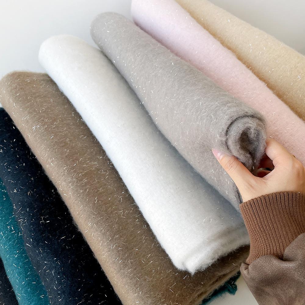 Winter fashion versatile scarf solid color mohair thickened warm scarf women's shawl