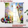 2D flat printing 2pcs Window Curtains Easter Bunny Cross Flowers Digital Printed Polyester Drapes Birthday Party Use for New