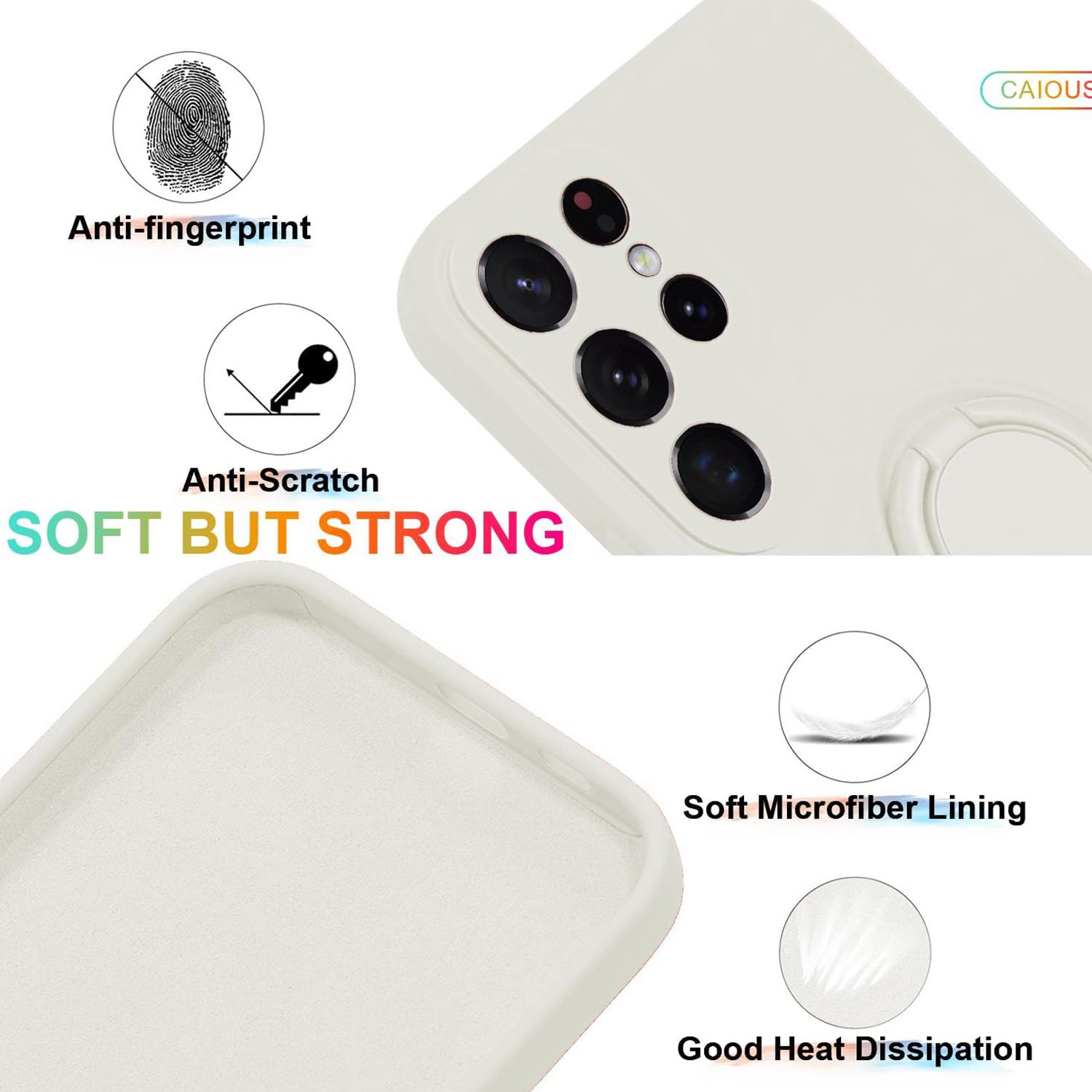 

For Samsung Galaxy S25 Ultra Silicone Case with Strap Ring Kickstand Phone Cover Purple