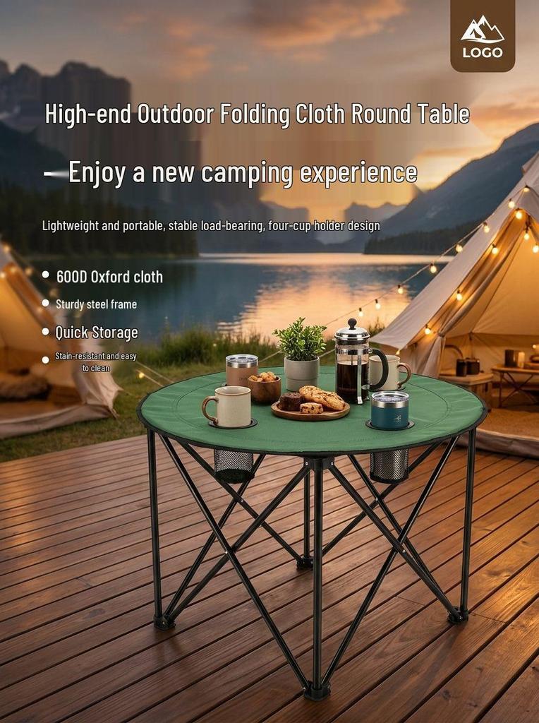 Portable Folding Camping Table with Storage Rack and Multi-functional Leisure Design